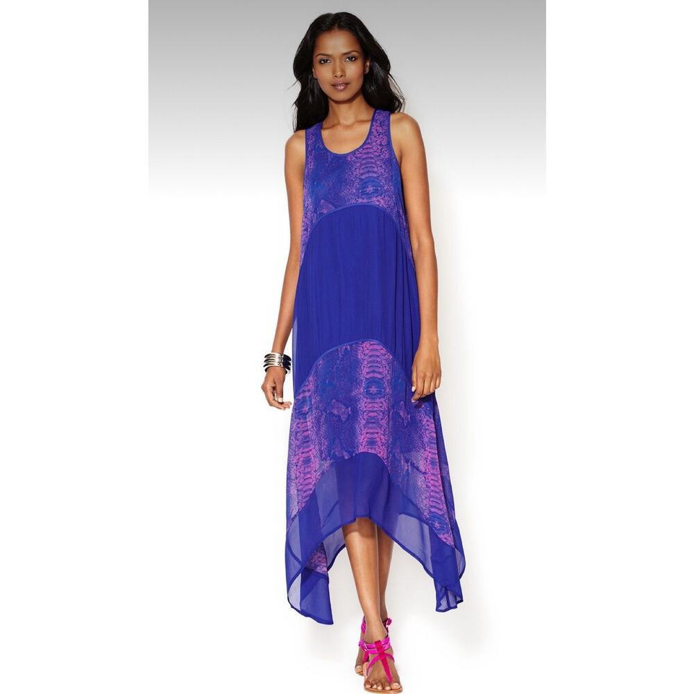 Patterson J Kincaid Violet Snake Print Midi Shift Dress Size XS